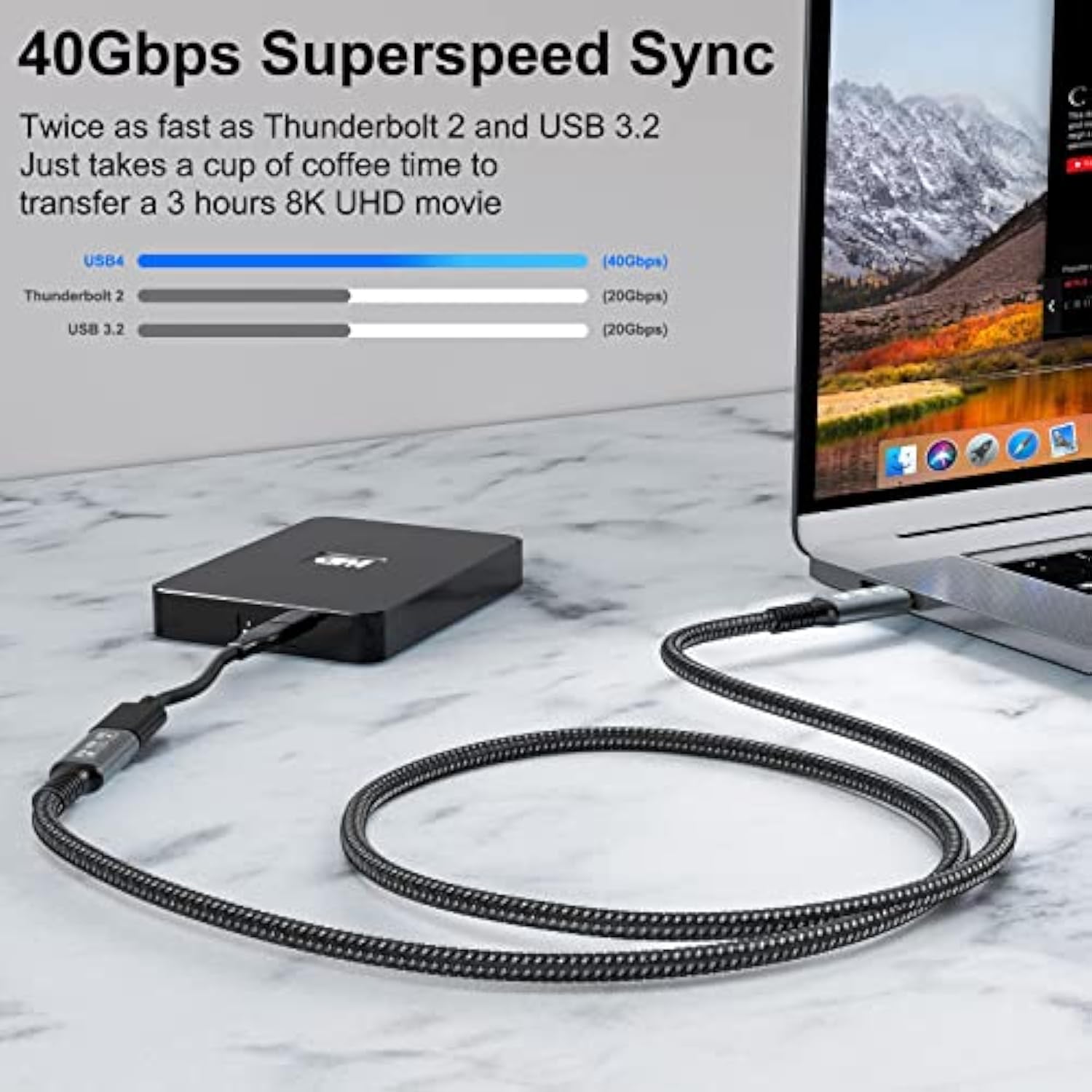 CableDeconn USB4 Extension 8K 240W Cable 0.8M Thunderbolt 4 USB 4.0 Type-c Male to Female Ultra HD 8K@60Hz Charging 40Gbps Data Transfer External SSD eGPU