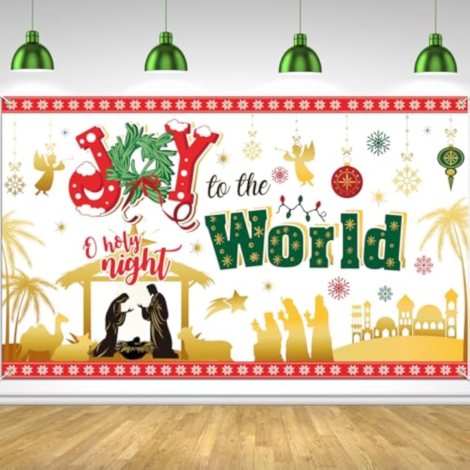 Christmas Joy To The World Backdrop Banner For Religious Christmas Party Decoration, O Holy Night Nativity Scene Background, Jesus Is The Reason For The Season