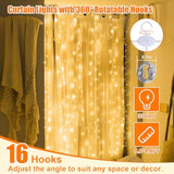 Warm white LED curtain lights 300-LED 9.8x9.8ft with remote for parties and home