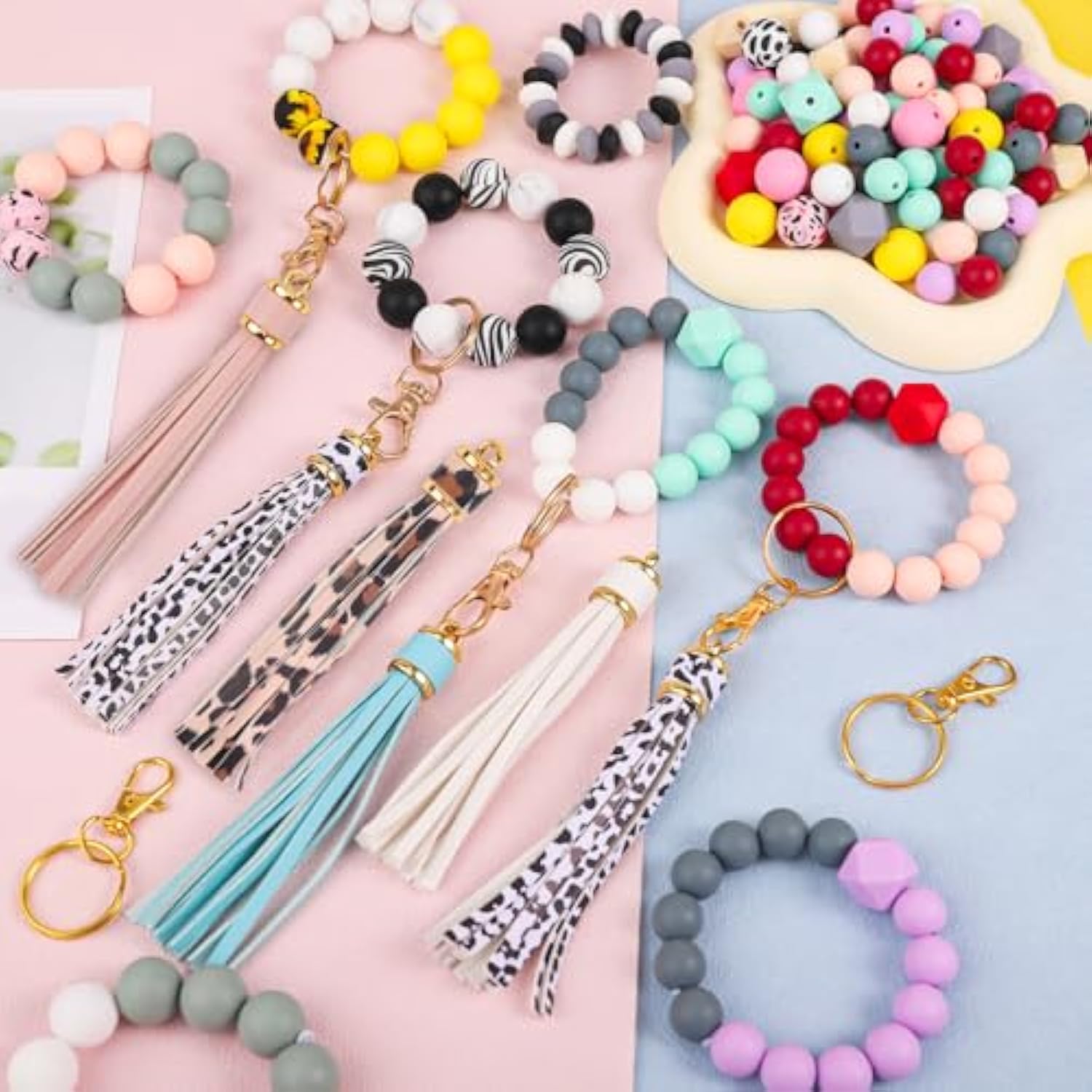 141pcs Silicone Beads Kit for Keychains, Bracelets & Crafts - 12mm, 14mm, 15mm