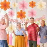 Retirement Party Decorations Women, Pink Orange Happy Retirement Banner Paper Fan Tassel, Flower Themed Office Retired Party Supplies For Coworker, Funny Legend Has Retired Photo Backdrop