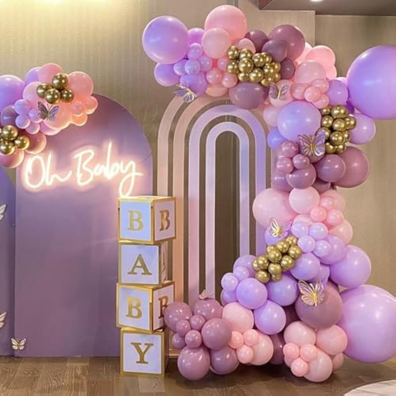 60PCS Pink & Purple Balloons – Confetti and Metallic 12" Latex for Birthday, Baby Shower, Wedding