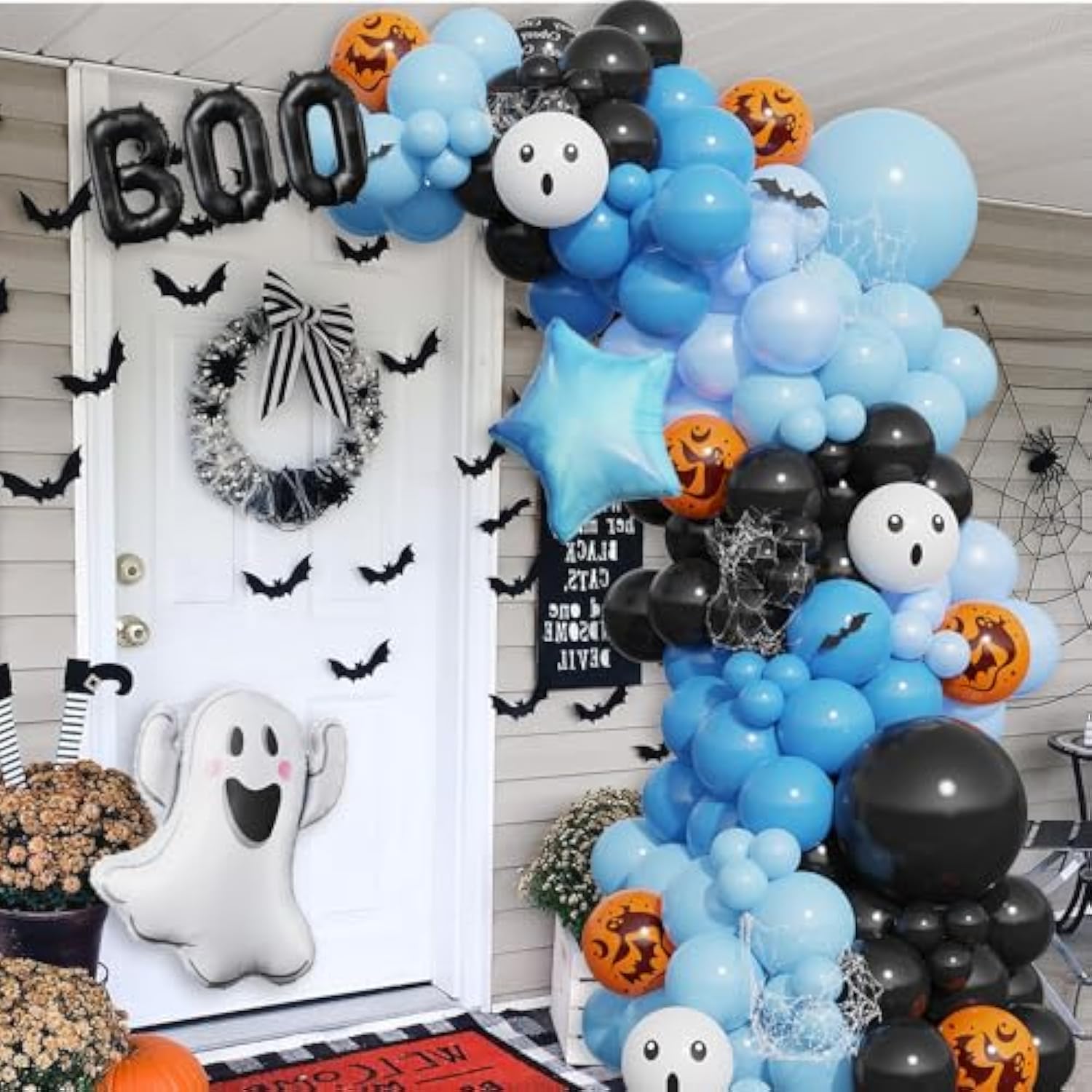 152Pcs Halloween Balloon Garland Arch Kit with Boo Ghost Foil Balloons Decor