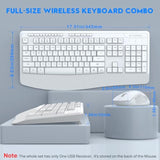 Wireless Keyboard And Mouse Combo, 2.4Ghz Full Sized Ergonomic Wireless Keyboard With Wrist Rest, 3 Dpi Adjustable And 6 Buttons Cordless Usb Mouse For Computer, Laptop, Pc, Windows (White)