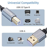 Printer Cable 3Ft, Usb Printer Nylon Braid Cord 2.0 Type A Male To B Male Cables Scanner Cord High Speed Compatible With Hp, Canon, Dell, Epson, Lexmark, Xerox, Samsung And More
