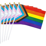 50 Pack Progress Rainbow Pride Flag Small Mini Flag Hand Held Flag Stick Flag Usa American Rainbow Flag,Progress Party Decorations Supplies For Parades,Rainbow Festival