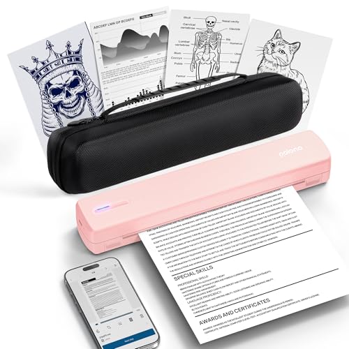 Portable Printer Wireless For Travel, D810 Bluetooth Thermal Printer Support For 8.5"X11" Us Letter, Inkless Compatible With Ios, Android, Laptop For Office, Car And Home With Carry Case, Black