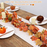 Fall Garland, 6Ft Autumn Maple Leaf Velvet Pumpkin/Berry Garland Fall Decor, For Home Harvest Thanksgiving Fireplace Front Door Indoor Outdoor Holiday Party Decorations.