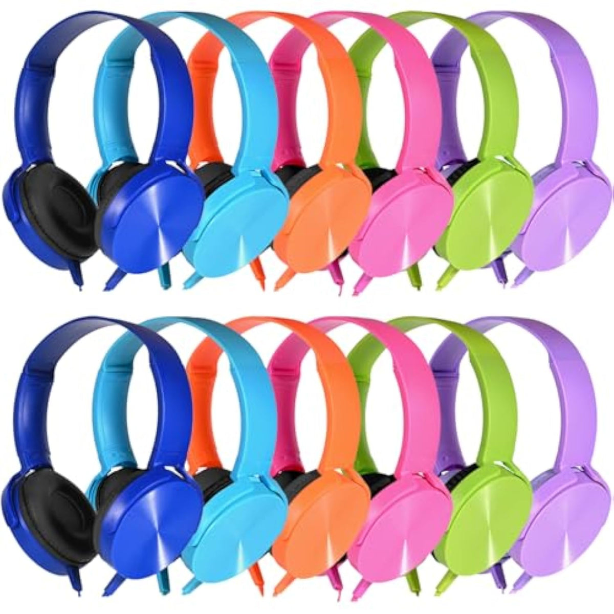 12 Pack Class Set Classroom School Headphones For Kids Multi Colored Stereo Ov