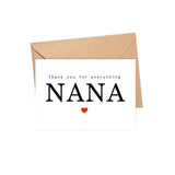 Thank You For Everything Nana Card - Thank You Card - Nana Card - Mother'S Day Card - Card For Her - Greeting Card For Birthday- Anniversary - Note Card - Thank You For Everything Card