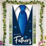 Happy Father’s Day Door Cover First Fathers Day Photo Backdrop Blue Necktie Super Dad Fathers Day Party Decorations and Supplies for Home Party-71×35''