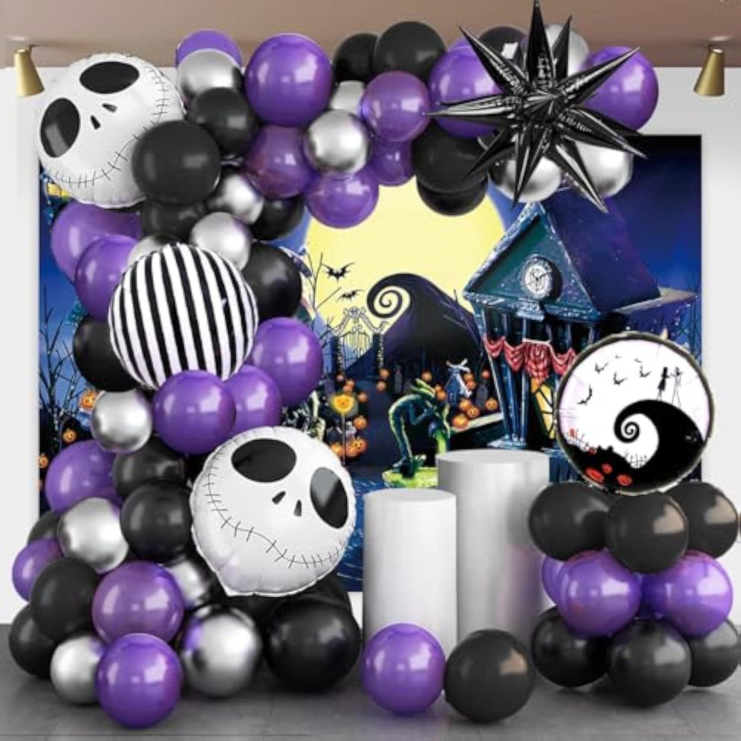 Skull Halloween Balloon Arch – Purple & Black Garland Party Decorations