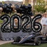 40" Black Race Car Number Balloons 0–9 for Boys’ Birthday, Track & Party Decor