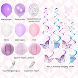 Purple Birthday Decorations For Women Girl Butterfly Birthday Party Decorations Supplies Pink And Purple Balloons Happy Circle Dots Banner Butterfly Hanging Swirl Paper Lanterns Pom