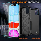 iPhone 11 Shockproof Case 10Ft Drop Protection with 2-Pc Glass & Camera Protector