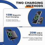 Magnetic Wireless Power Bank, 5000Mah Fast Charging Portable Charger With 2 In 1 Usb C?Lightning Cable, Battery Pack For Iphone 16 Pro Max/16 Pro/16/15/14/13/12