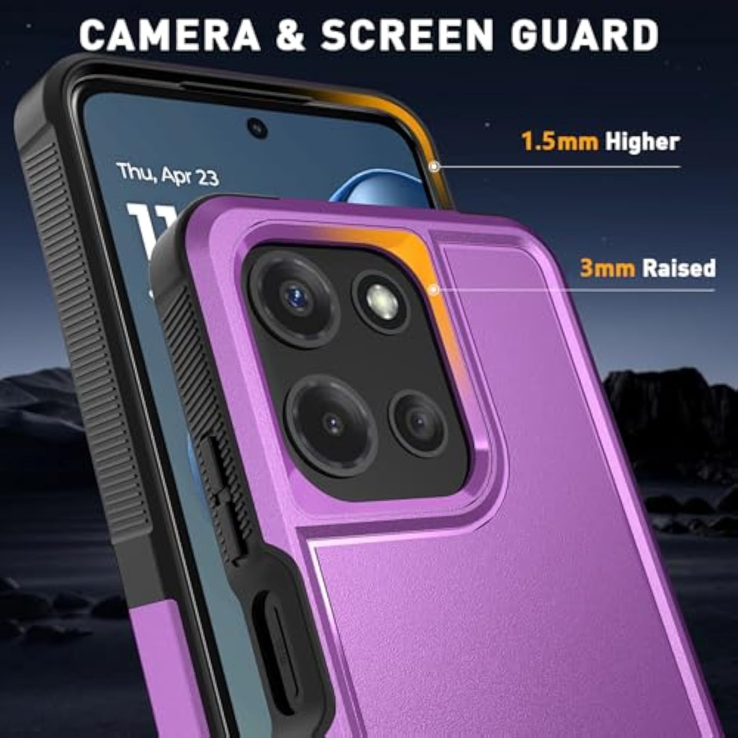 For Moto G 2025 Case With Hd Screen Protector, Military-Grade Shockproof & Dual-Layer Protection, Anti-Slip Grip Design Phone Case, Purple