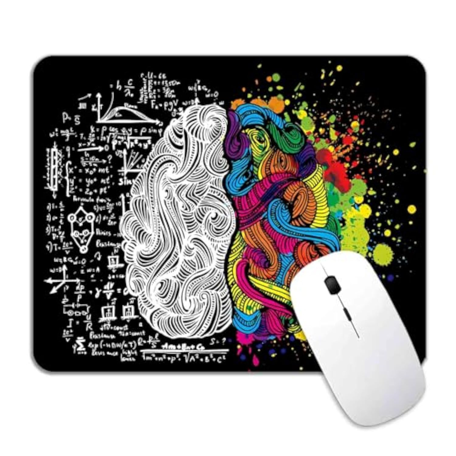 Left & Right Brain Mouse Pad, Textured Business Doodle Mousepad With Designs, Non-Slip Rubber Mice Pad For Office Work Office Computer& Pc, Mouse Mat, The Best Gift, 9.5 X 7.9 Inch, Black
