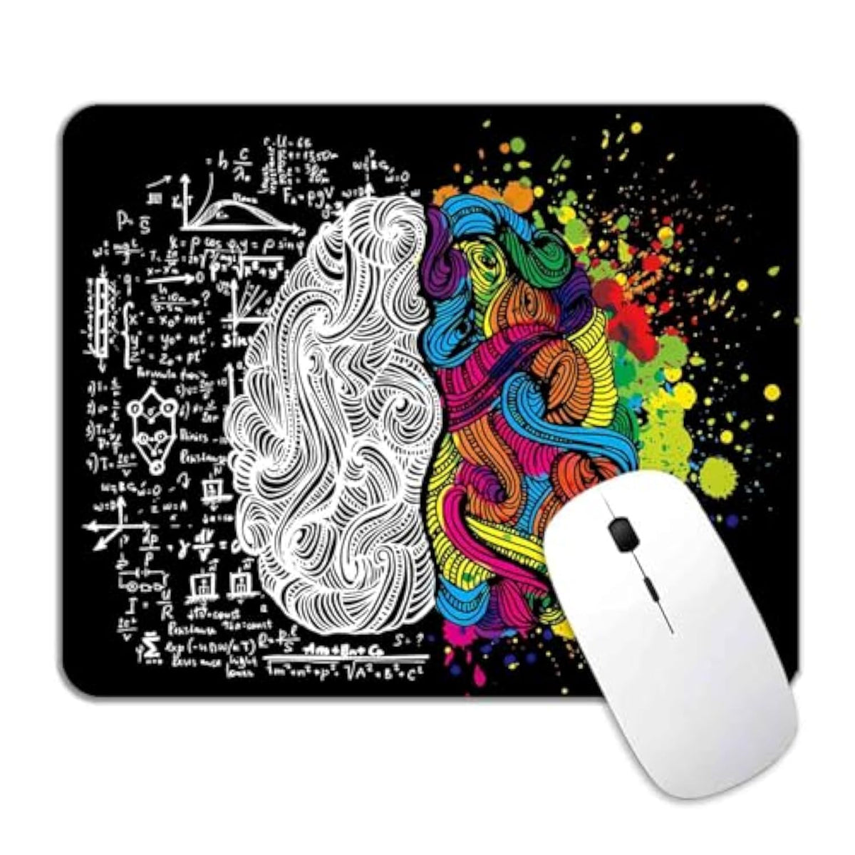 Left & Right Brain Mouse Pad, Textured Business Doodle Mousepad With Designs, Non-Slip Rubber Mice Pad For Office Work Office Computer& Pc, Mouse Mat, The Best Gift, 9.5 X 7.9 Inch, Black