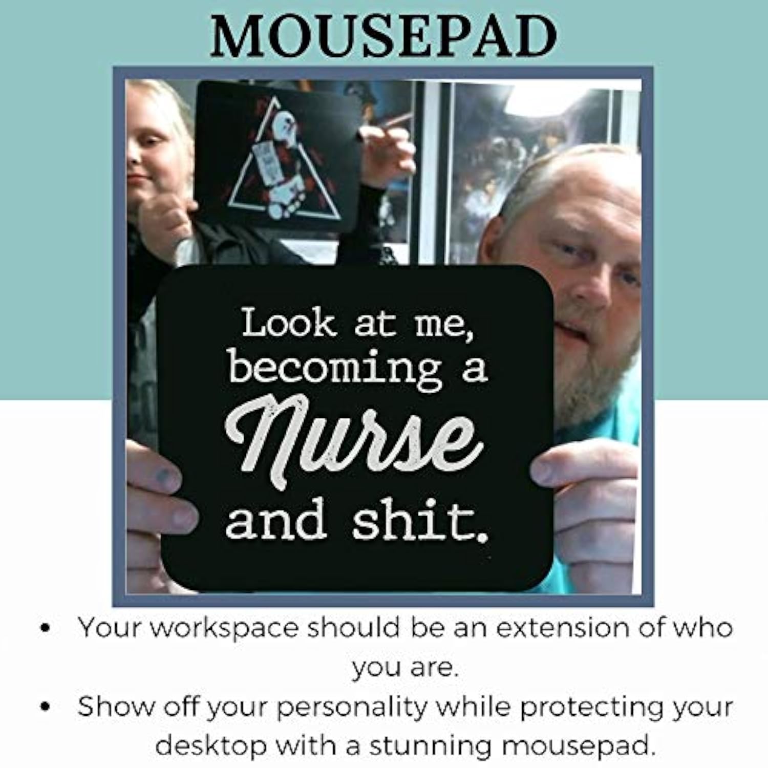 Nurse 9" Mousepad Nursing Mousemat - Nursing Student Gifts Women Girls Nurse Themed Graduation Black Office Poster Mouse Mat Mouse Pad Canvas