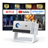 Mini Smart Projector, 1500 Ansi Portable Projector With Wifi And Bluetooth, 4K Full Hd Home Theater With 270° Stand, Dolby Sound, Built-In Apps,Compatible With Phone & Pc, Indoor & Outdoor Use