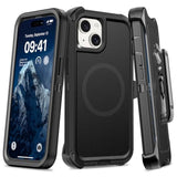 Magnetic Case With Belt Clip Holster, Heavy Duty Protective Phone Case, Shockproof Magnetic Phone Cover For 13/14/15 6.1" Dark Black