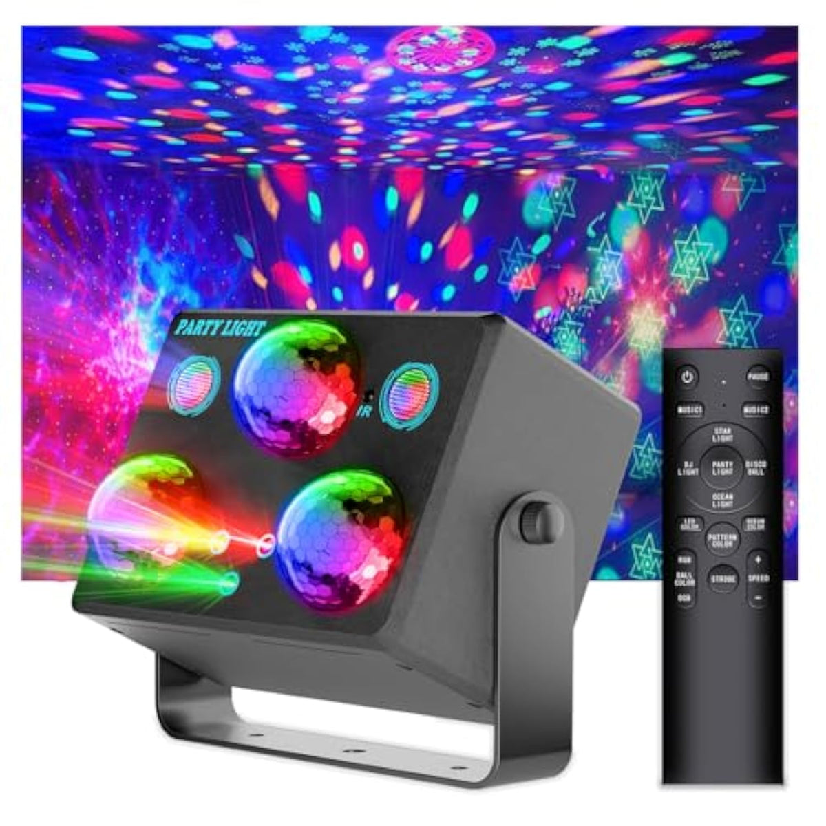 Disco Ball Party Lights,Pro 6 In 1 Disco Lights Sound Activated Dj Strobe With Rgb&Ogb Disco Balls,Laser Light Show,Ocean Lamp,Star Projector,2 Rgb Leds-Perfect For Disco Glow Party Rave Dance