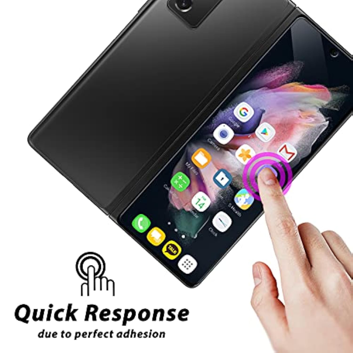Whitestone Screen Protector For Galaxy Z Fold 3 2021 Full Tempered Glass Shield With Liquid Dispersion Tech With Uv Lamp [Easy To Install Kit] - 2 Pack