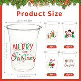 60 Pcs Christmas Plastic Cups 16 Oz Merry Christmas Clear Cup Disposable Xmas Snowman Santa Claus Clear Drinking Cups Bulk For Beverage Coffee Xmas Winter Party Supplies