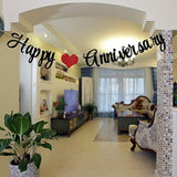 Black Glittery Happy Anniversary Banner For Wedding Anniversary Party Decorations