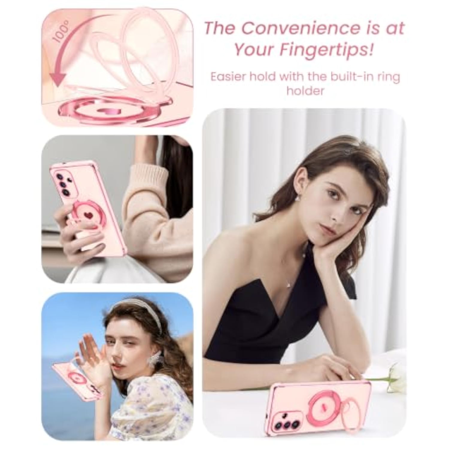 Cute Plated Gold Phone Case for Samsung Galaxy S25 FE - Pink