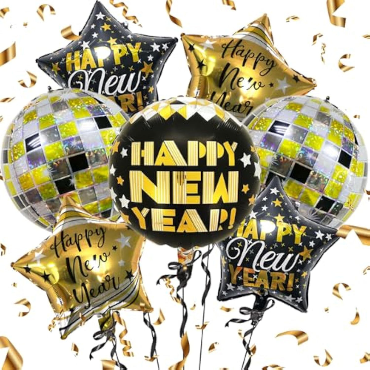 18 Inch Foil Happy New Year 2025 Balloons for Party Decorations