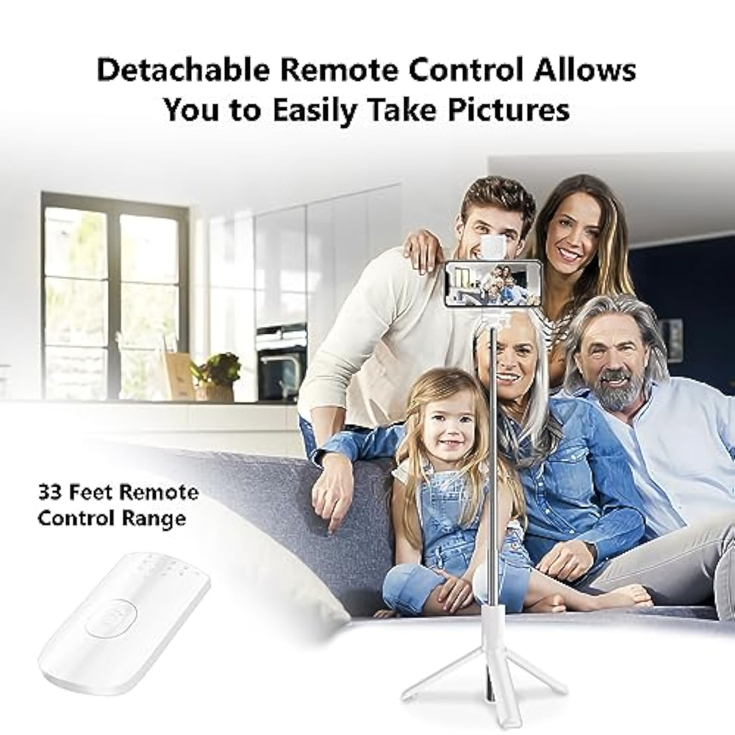 40in Selfie Stick Tripod with Wireless Remote and Light, Portable for Phones