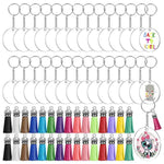 120Pcs Acrylic Keychain Blanks For Vinyl Kit Including 30Pcs Clear Acrylic Blanks, 30Pcs Keychain Tassels, 30Pcs Key Rings And 30Pcs Jump Rings For Diy Key Chain Vinyl Crafting