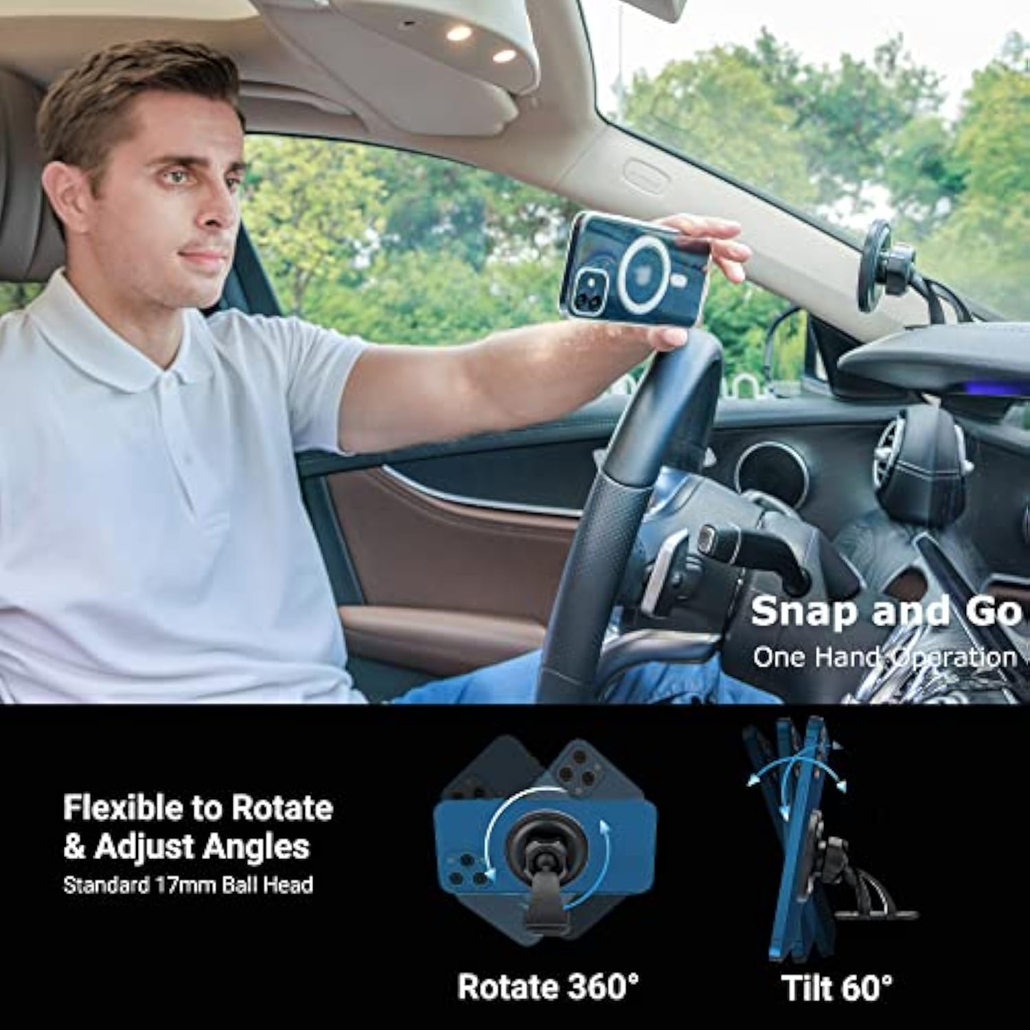 2-Pack Compatible With Magsafe Car Mount, Magnetic Phone Holder For Car Dashboard, Home & Office Compatible With Iphone 16 15 14 13 12 Pro Max Plus, Mag-Safe Case & All Phones