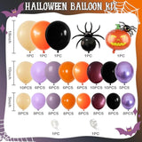 128Pcs Halloween Balloon Arch Kit - Orange, Purple, Black with Spider & Pumpkin Balloons