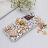 For Galaxy Note 20 Case Women Luxury 3D Bling Shiny Rhinestone Diamond Crystal Pearl Handmade Pendant Iron Tower Pumpkin Car Flowers Soft Protective Anti-Fall Case For Galaxy Note 20 5G