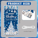 Lighted Christmas Door Cover For Front - Merry Xmas Banner Blue Silver Tree Themed Decorations With Lights, Christmas And Happy New Year Backdrop For Holiday Party Supplies