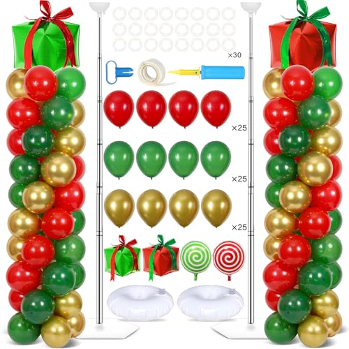 2 Sets Christmas Party Balloon Column Stand Kit Adjustable Balloon Decor