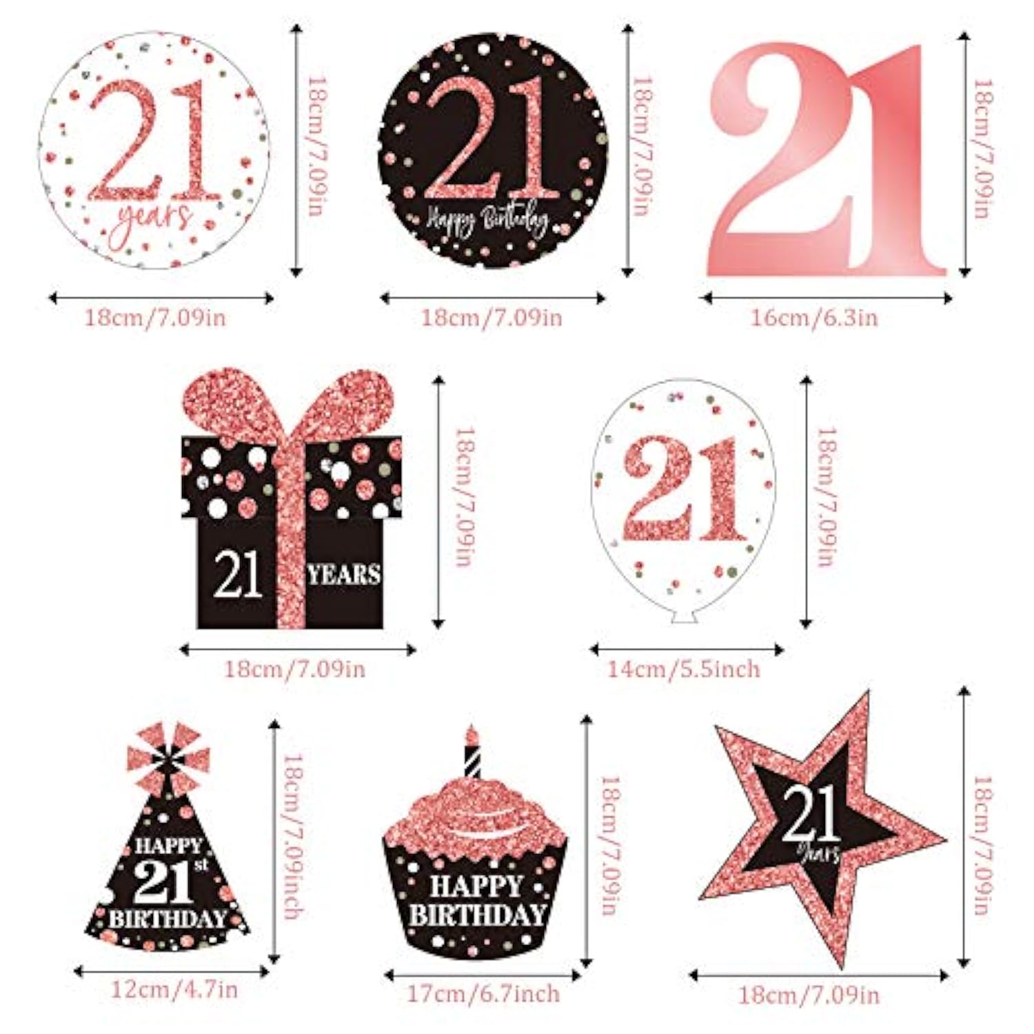 21St Birthday Party Decorations, 21St Birthday Banners Rose Gold Hanging Swirls Ceiling Decorations Shiny Foil Swirls For Party Supplies 30 Count