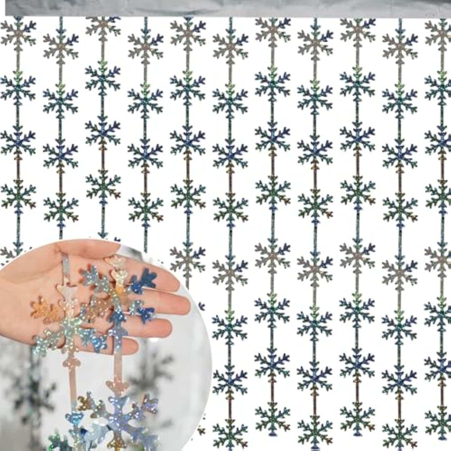 Winter Wonderland Party Snowflake Decorations, 3.3X6.6Ft Iridescent Silver Snowflake Tinsel Foil Fringe Curtains Backdrops Photo Props For Xmas Winter Frozen Birthday Party Supplies, 2 Pack