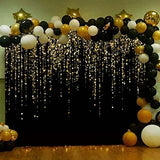 7x5 FT Black and Gold Bokeh Party Backdrop Photo Black and Gold Glitter Bokeh Sequin Spots Birthday Anniversary Photography Background Golden Sparkle Banner Photo Baby Bath Decoration