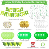 Green Birthday Decorations Banner, Swirls, Bunting & Balloons for Men & Boys