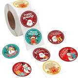 560Pcs Christmas Stickers 1.5Inch Christmas Envelope Stickers In Roll Santa Claus Snowman Reindeer Gift Pattern Label Stickers For Xmas Seals Cards Presents Envelopes, 8 Designs