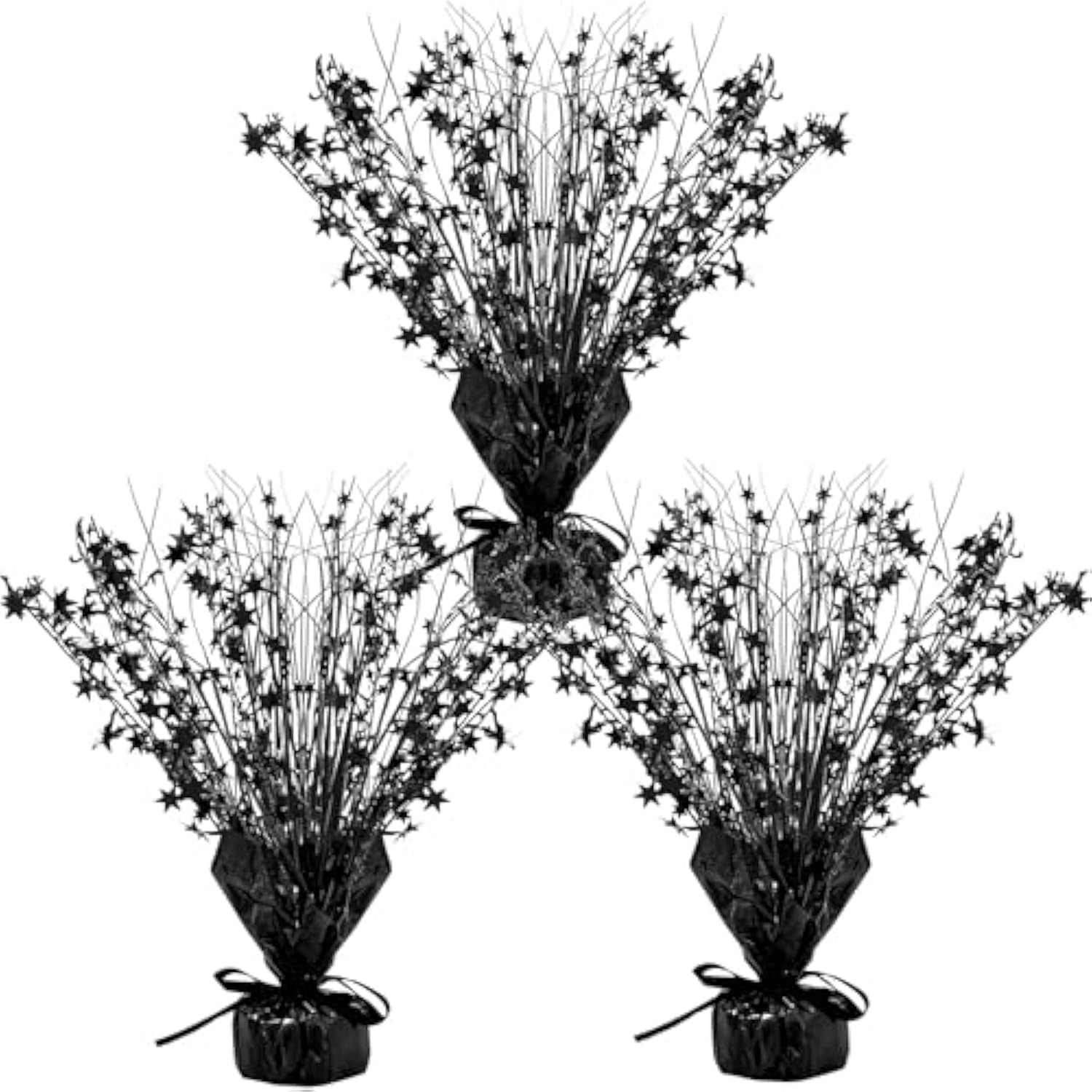 3pcs Black Metallic Foil Spray Centerpieces for Birthday & New Year 2026 Party