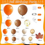 215pcs Fall Balloon Arch Kit – Orange, Brown & White with Maple Leaf Decor