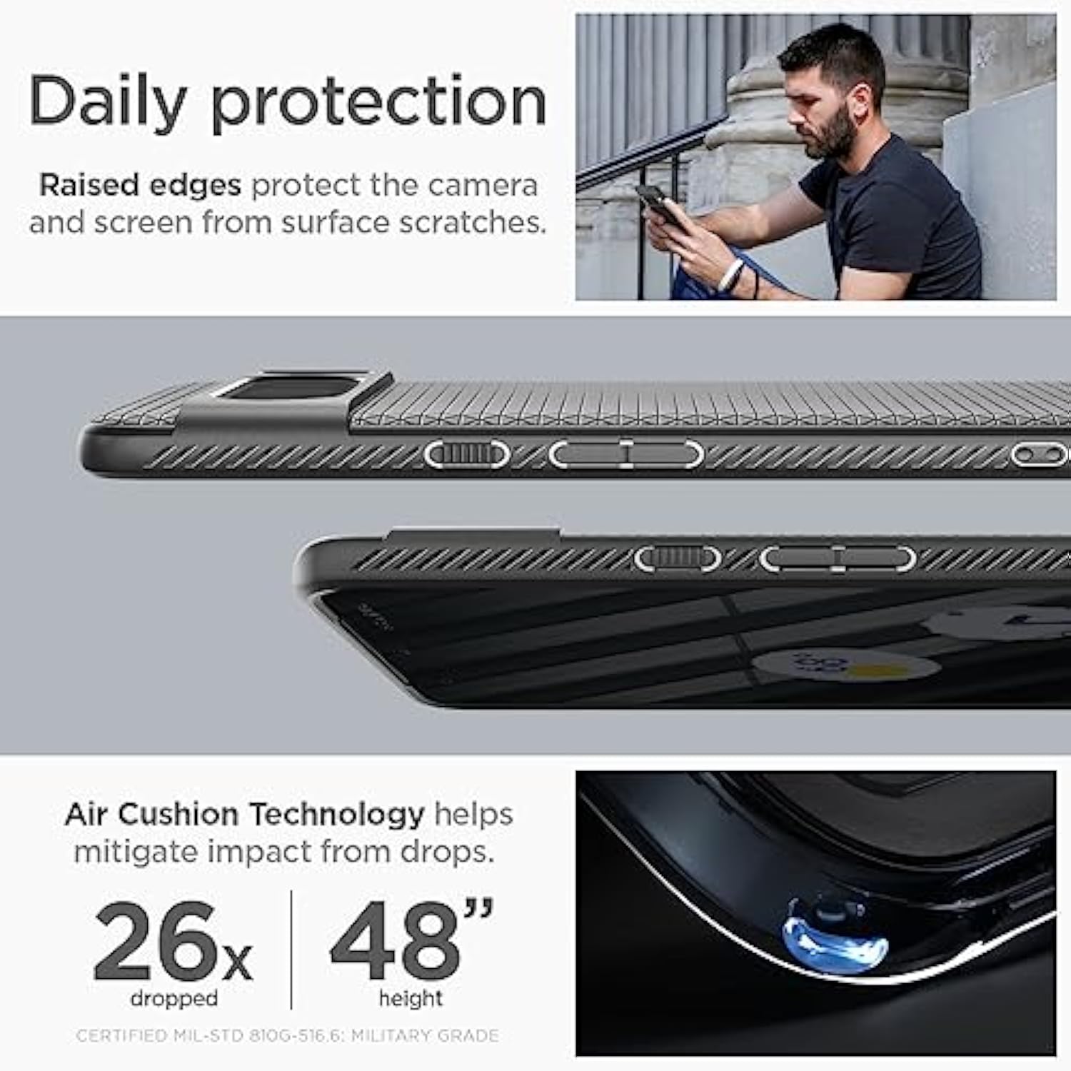 Spigen Liquid Air Armor Designed for Pixel 8 Pro Case (2023) [Military-Grade Protection] - Matte Black