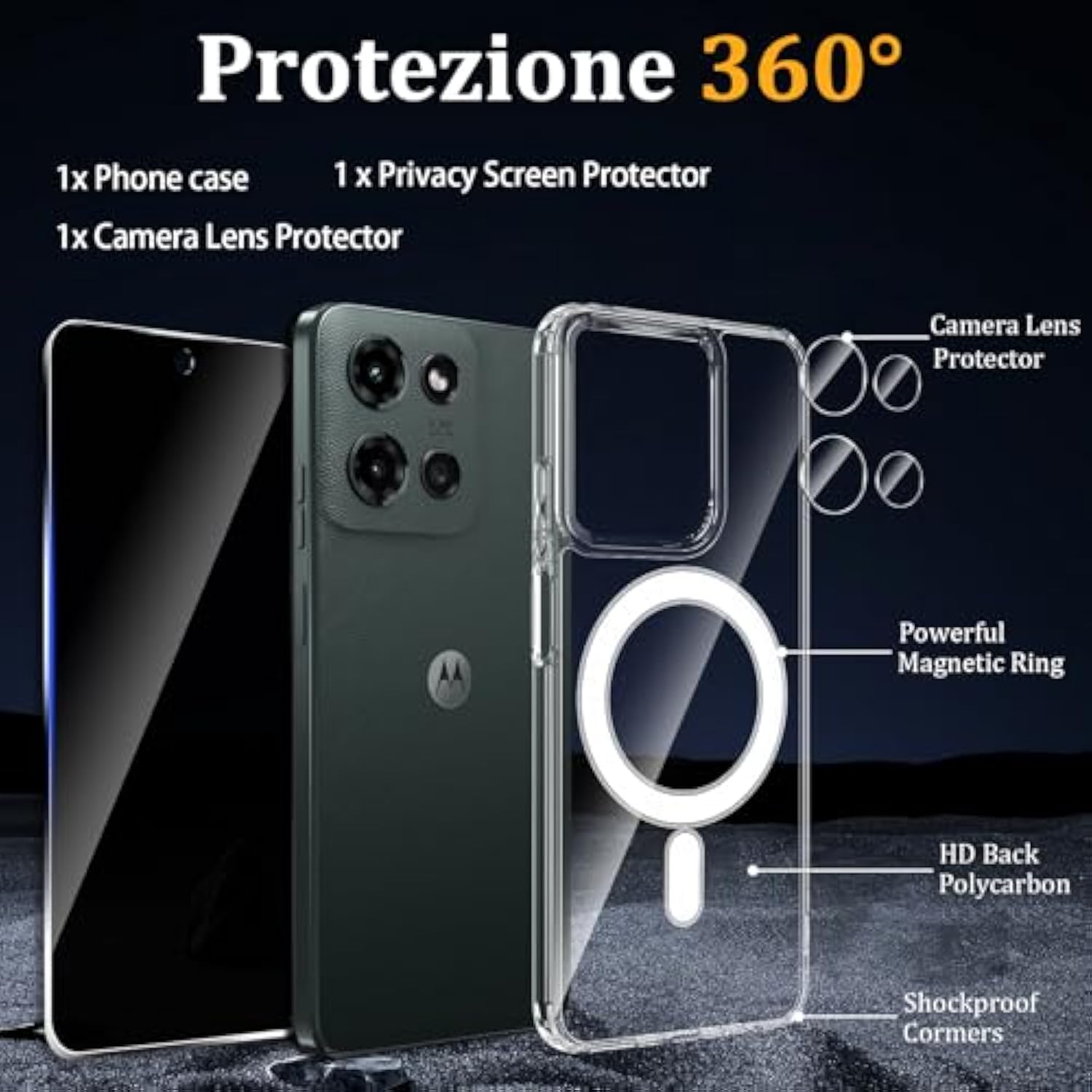 Case For Moto G 2025, With Screen Protector & Camera Lens Protector, [Anti Yellowing] [Compatible With Magsafe] Shockproof Slim Magnetic Phone Case For Moto G 2025 Case, Clear