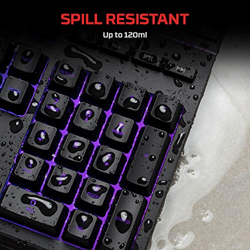 Alloy Core RGB Membrane Gaming Keyboard, Comfortable Quiet Silent Keys with RGB LED Lighting Effects, Spill Resistant, Dedicated Media Keys,