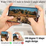 Wider Usb C U Shaped Angle Adapter 140W 20Gbps Usb3.2 Type C Male To Female Wi